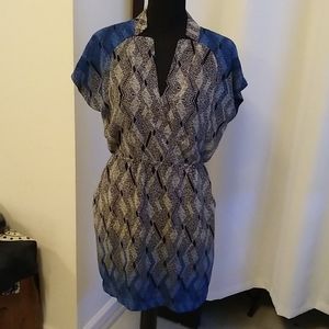 Blue and Grey Patterned mini dress